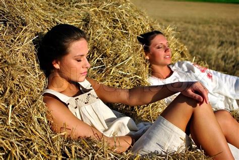 Casting two hot russians part 1 10 min. Two girls in traditional Russian ... | Stock image | Colourbox