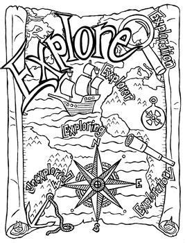 This entertaining and educational coloring book recreates detailed pictures of many key moments—when european explorers and settlers left historical footprints on the. Hand drawn explore page. | Coloring pages, Early explorers ...