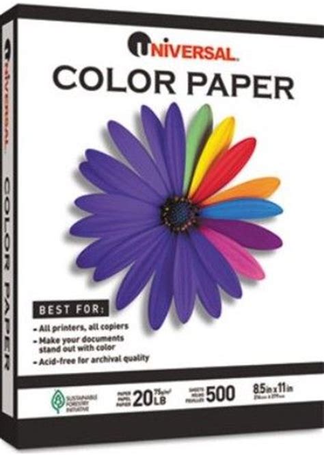 Neat sheet perforated pages make it easy to tear out assignments. Universal UNV11212 Colored Paper, 20 lbs., 8-1/2 x 11 ...