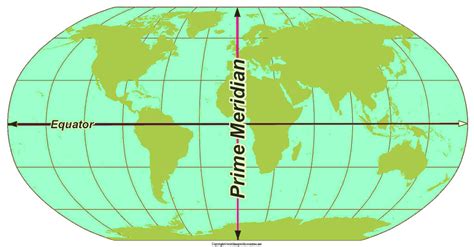 The prime meridian is the imaginary line that divides earth into two equal parts: Free Printable World Map with Prime Meridian in PDF
