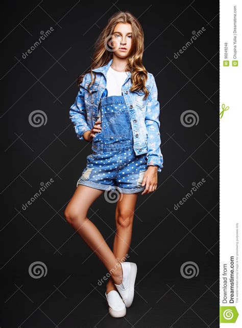 They part when riya moves from california to germany. Blond-haired 13-years Old Girl In Studio Stock Photo ...