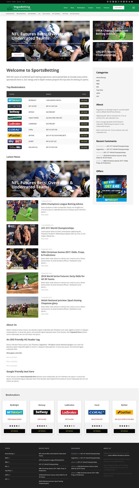 Football, golf, rugby, cricket, f1, boxing, nfl, nba, plus the latest sports news, transfers & scores. Sports Betting & Sportsbook Wordpress Theme | VegasHero