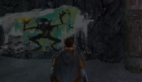 While on the mountain path, go to the cave entrance, and solve the puzzle by moving the large block to the high ledge. Hillarious Goblin Cave Art - MMORPG.com Lord of the Rings ...