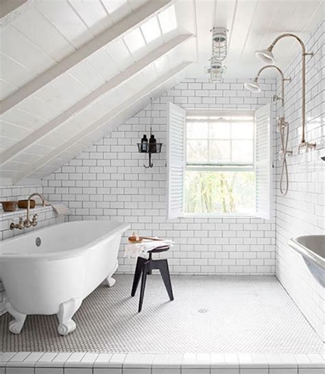 Vessel sinks sit on a minimalist vanity in wood and chrome. 38 Practical Attic Bathroom Design Ideas - DigsDigs