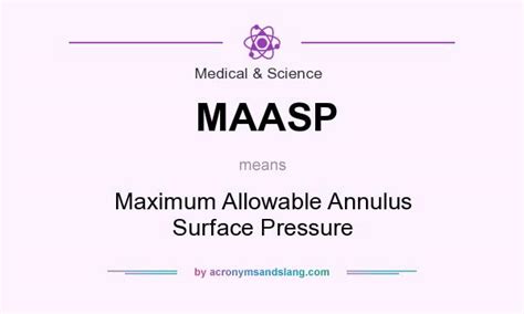 Maximum allowable annulus surface pressure is an absolute upper limit for the pressure in the annulus of an oil and gas well as measured at the wellhead. MAASP - Maximum Allowable Annulus Surface Pressure in ...