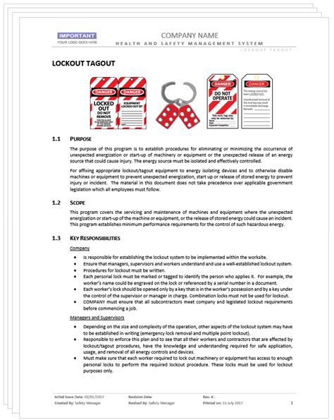 It is specific both to the equipment or system and to the scope of work. Lockout Tagout - Best Practices - Safety2Go