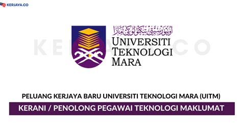 Penolong pegawai teknologi maklumat fa29. Jawatan Kosong Terkini Universiti Teknologi MARA (UiTM ...