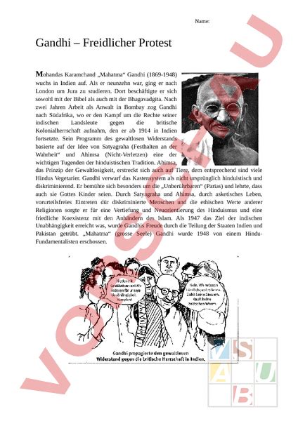 From the numerous speeches and writings of mk gandhi it is clear that he wished for sikhs to renounce the parts of their religion and culture that. Arbeitsblatt: Dossier Gandhi Hinduismus - Lebenskunde ...