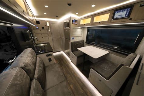 They mostly differ based on how much space is devoted to seating, sleeping, and cooking. EarthRoamer LTi: Ford Super-Duty Carbon Camper