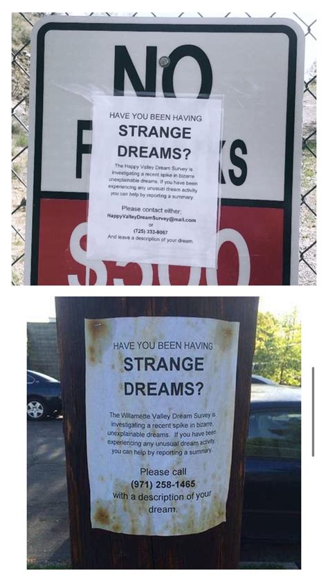Possibly relationship of environment on dream patterns? saw this strange poster (top) this morning in utah and ...