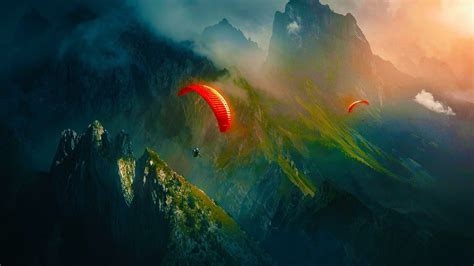 Free download hd & 4k quality beautiful nature photo wallpapers. Paragliders boven de bergen | HD Wallpapers