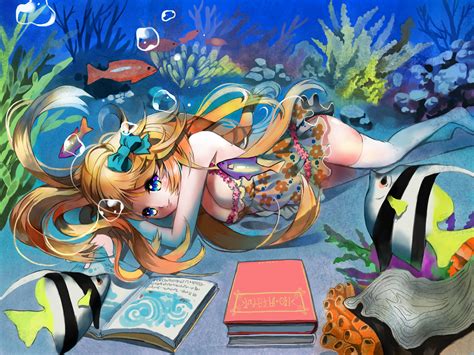 While exploring this river, i came across some very sketchy items including. breasts cleavage original thighhighs u julgi underwater ...