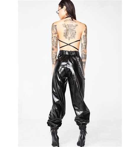 Amazingggg pants worn by emily ratajkowski, bella hadid, georgia fowler, and models everywhere. I AM GIA PVC Cobain Pants | Dolls Kill