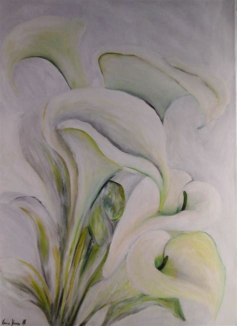 81 cm x 116 cm x 1 cm. weiße Callas - Callas, Acrylmalerei, Malen, Vom künstler ...