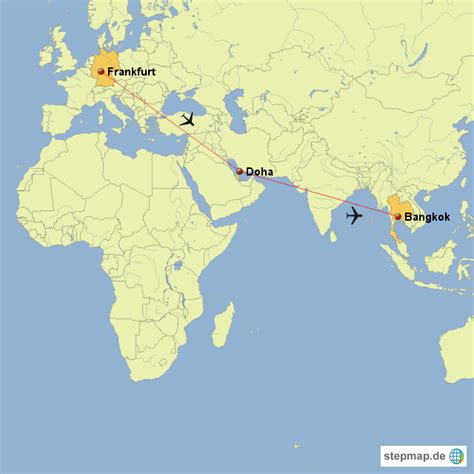Padarīt doha laiku par noklusēto. Frankfurt - Doha - Bangkok von Meli1602 - Landkarte für ...