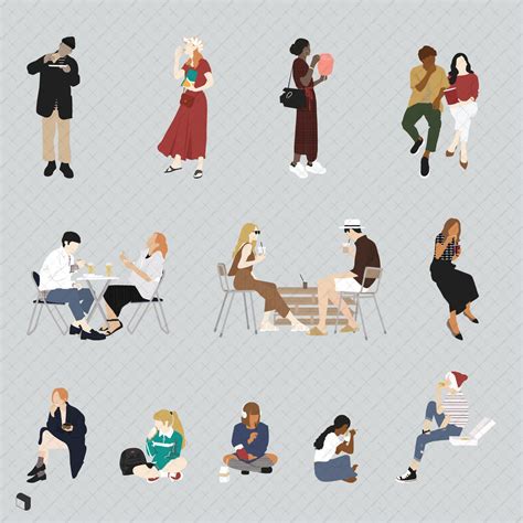 Flat Vector People Eating Cutouts | People illustration, Architecture collage, Vector