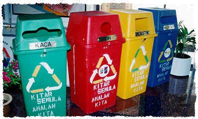 Banyak barang yang boleh dikitar semula contohnya kertas, plastik, logam dan kaca. Alam Sekitar: KITAR SEMULA