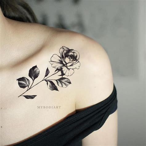 As we have mentioned it before, a rose can be tattooed with or without a stem, with or without thorns, it's up to you. Chianne Black and White Single Rose Flower Temporary ...