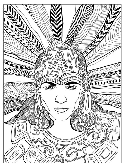 Free the face of a mayan priest sculpted in. Mayans & Incas - Coloring pages for adults : coloring ...