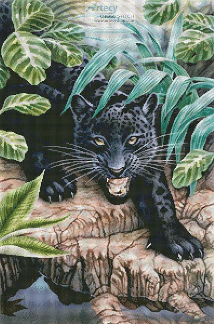 No fabric, floss, or materials are included. Artecy Cross Stitch. Black Panther in the Jungle Cross ...