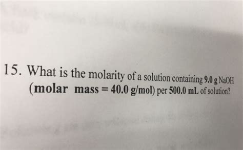 Calculate molarity of naoh and water. Solved: What Is The Molarity Of A Solution Containing 9.0 ...