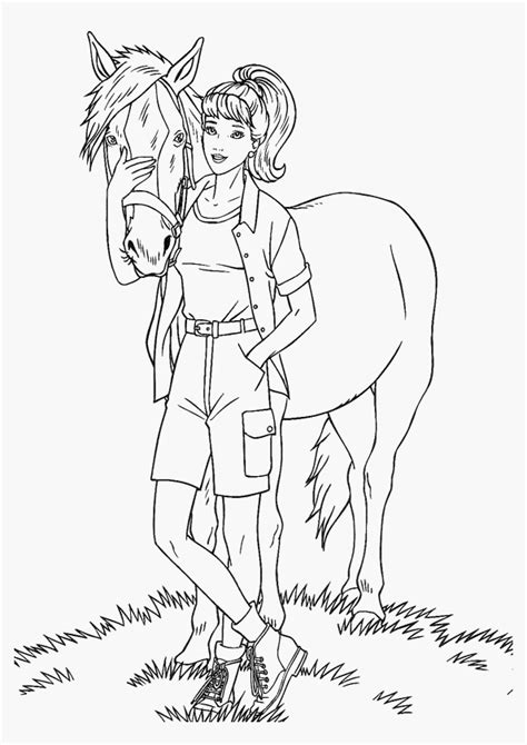 Girl holding a doll coloring page. Barbie and horse coloring pages download and print for free