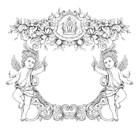 Ai (adobe illustrator) eps (encapsulated postscript). vector victorian frame with angels - Designious