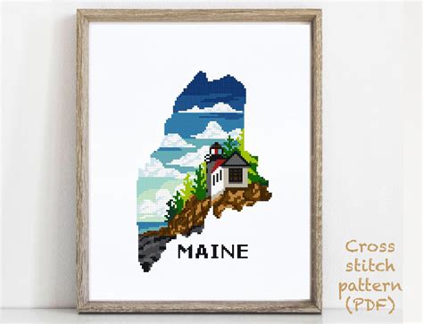 Check spelling or type a new query. Maine state Modern Cross Stitch Pattern nature counted ...