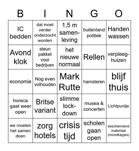 Corona persconferentie bingo / orts oosterhout nieuws presenteren de grote oosterhoutse blijf binnen bingo oosterhout : BINGO - persconferentie Bingo Card