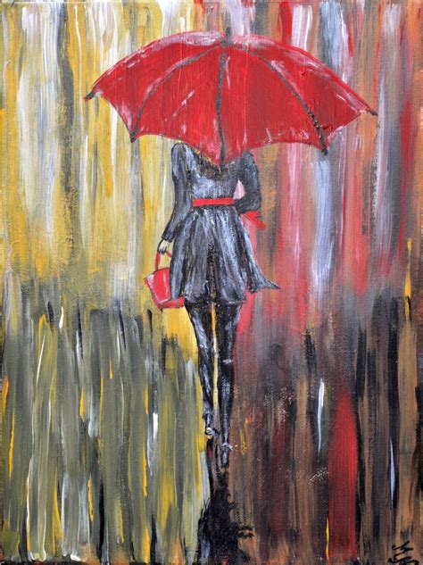 Signed on the front and back. Red Umbrella by Misty Lady - M. Nierobisz | Artfinder