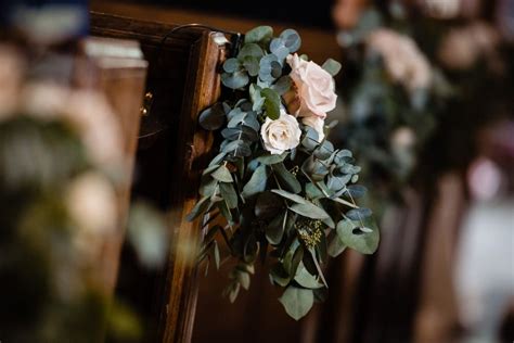 See more ideas about pew ends, wedding flowers, wedding. Church Pew Flowers with Pink Rose and Eucalyptus in 2020 ...