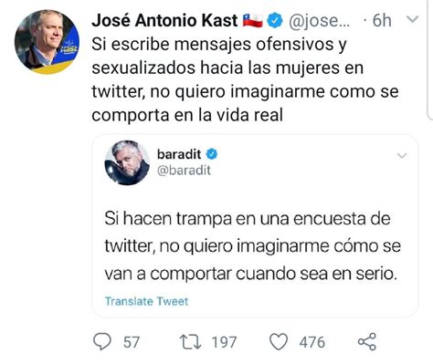 .para el escritor jorge baradit, luego de que la fauna twittera se encargara de desenterrar una serie de tweets realizados hace unos 8 años que lo han baradit explicó por qué llevó a cabo la acción. Jorge Baradit criticó a Kast por hacer "trampas" en ...