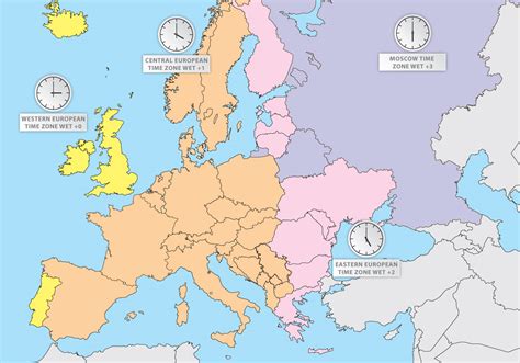 Summer europe time zone map. Time Zones Of Europe Europe Map Vector - Download Free ...