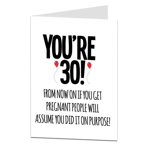 Download, print or send online for free. Funny 30th Birthday Card For Her Getting Pregnant Joke