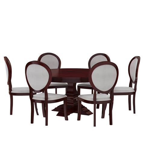 Hosford handcrafted solid wood 8 piece round dining room set. Aripeka Solid Mahogany Wood 8 Piece Dining Room Set