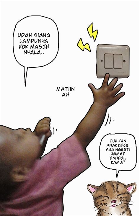 Seperti hemat air, hemat listrik, hemat kertas, hemat bahan bakar. Gambar Komik Hemat Energi | Komicbox