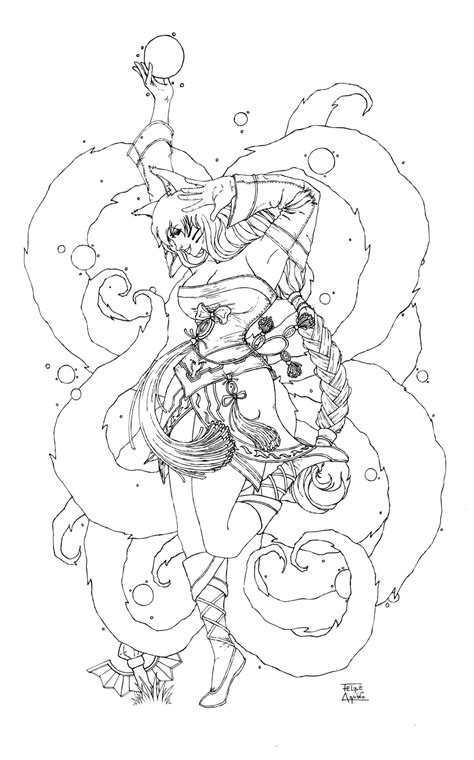 Everything you need for ahri middle. FanArt - Ahri by FelipeAquino on DeviantArt | Fan art, Coloring pages, Art