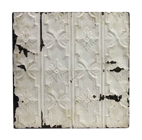 Antique metal tin ceiling tile 48 x 24 sheet panel reclaim salvage. Raised Snowflake White Antique Tin Ceiling Panel | Olde ...