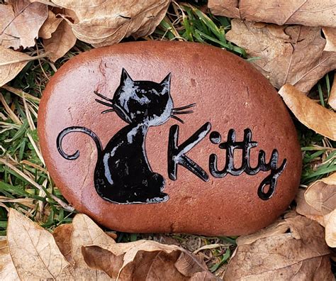 Which is great since it will stand up easily and we can see it from our porch and remember our lovely cat who loved everyone he met. Personalized Pet Memorial Stone, 5"- 6" or 3"- 4" , Burial ...