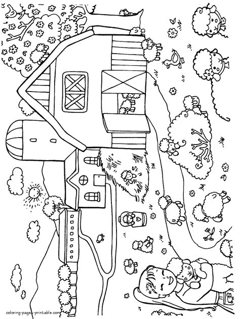 Click from spring coloring pictures below for the printable spring coloring page. Farm animal coloring page. Lambs in spring || COLORING ...