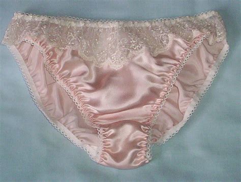 Blush pink silk satin and lace high hipster panties