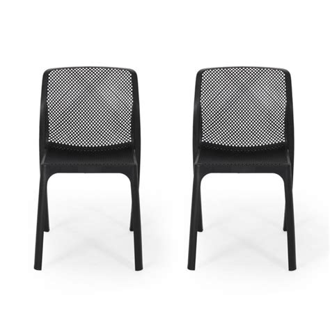 4 pcs counter height stool patio chair steel frame leisure dining bar chair. Adley Outdoor Plastic Chairs, Set of 2, Black - Walmart.com - Walmart.com