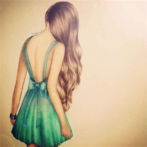 Your own hair doesn't look like a hat—why should your character's? Beautiful drawing of a girl with long hair in a dress ...