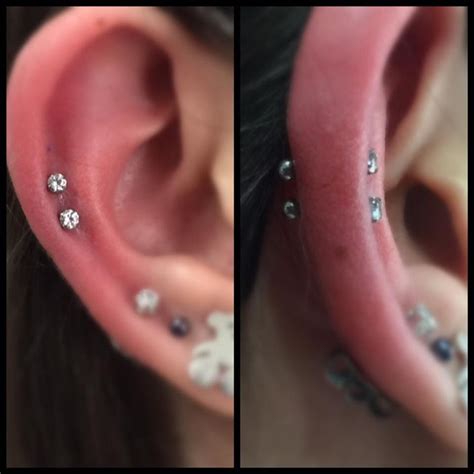 Warning do not try this alone!you are probably thinking, this video is a day early? yes it is, i might not be home until pretty late on wednesday, so i ask. Double helix piercing using NeoMetal CZ gems. | Double ...