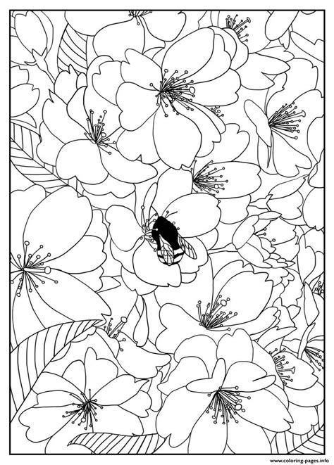 Trees and flowers coloring pages for adults. Adult Cherry Tree By Mizu Coloring Pages Printable