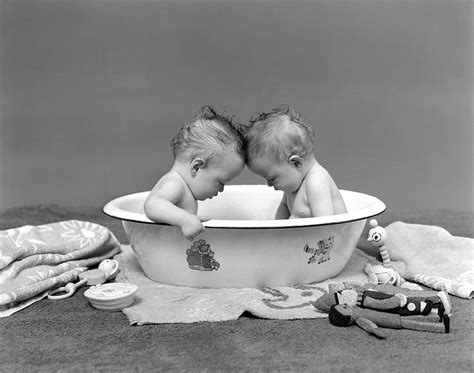 To use this video in a. 1930s Two Twin Babies In Bath Tub Photograph by Vintage Images