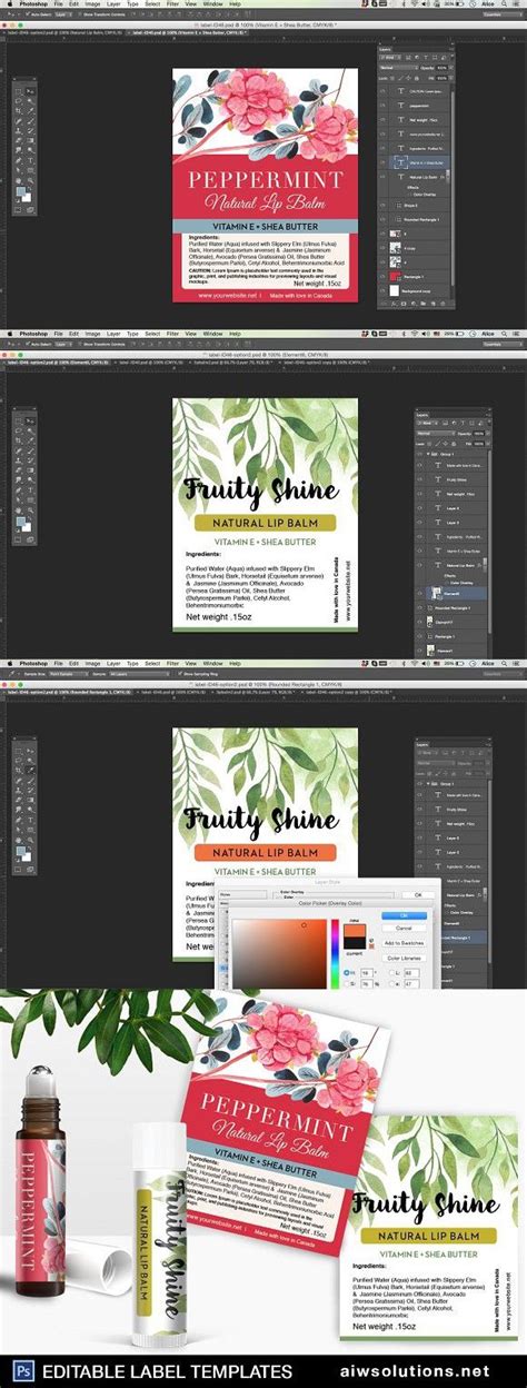 Lip balm labels template, diy product label, editable lip balm label templates, lip gloss label design, editable label, watercolor 011. Perfume Roller Ball Label Template | Chapstick labels ...