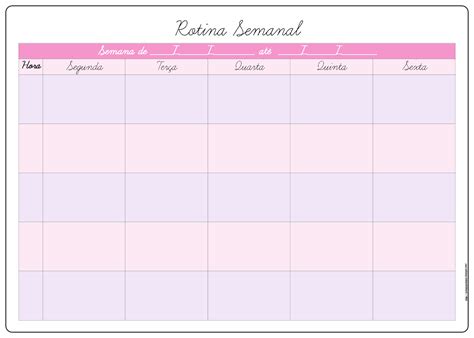 ✔ horario semanal imprimibles (3 páginas) que incluyen: Pedagogas da paz: Rotina Semanal - Horário Semanal