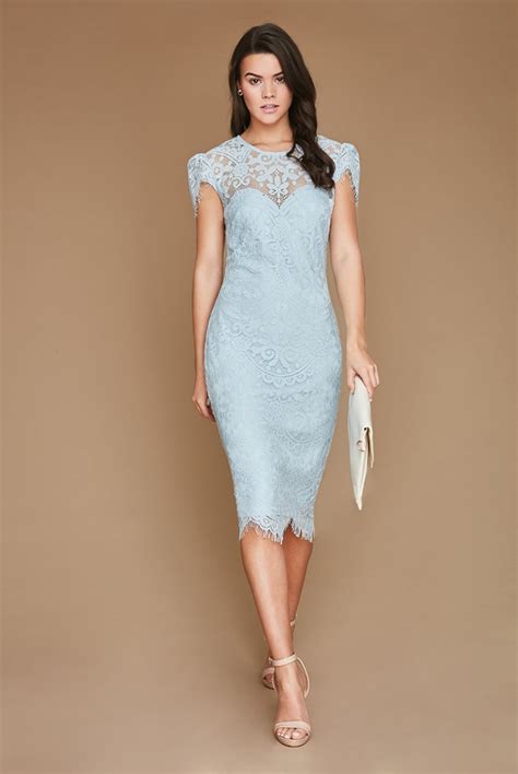 Long sleeve sleeveless cap sleeve short sleeve 3/4 sleeves half sleeve. City Goddess Powder Blue Lace Cap Sleeve Midi Dress ...