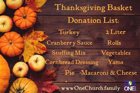 Finance, 1825 e square lake road, troy, mi 48085.' Thanksgiving Baskets - One Church